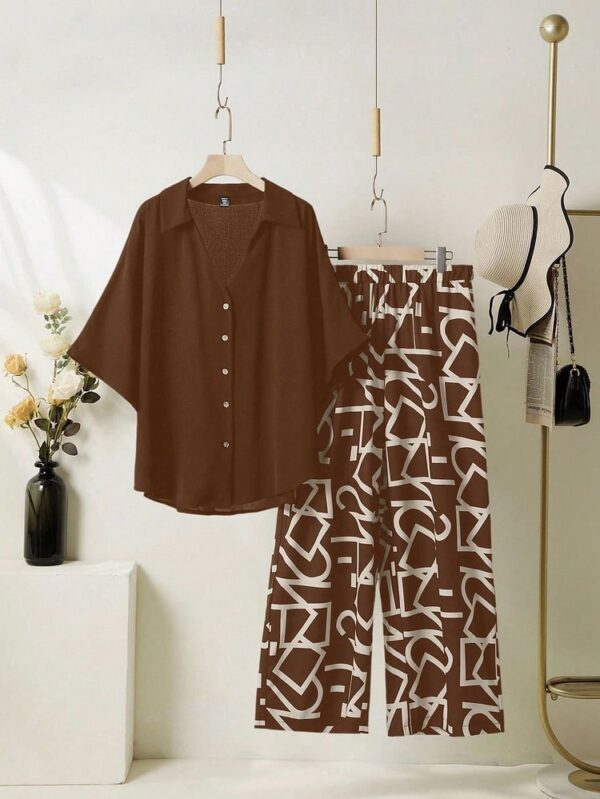 Brown Stylish Pant With Top Set For Women